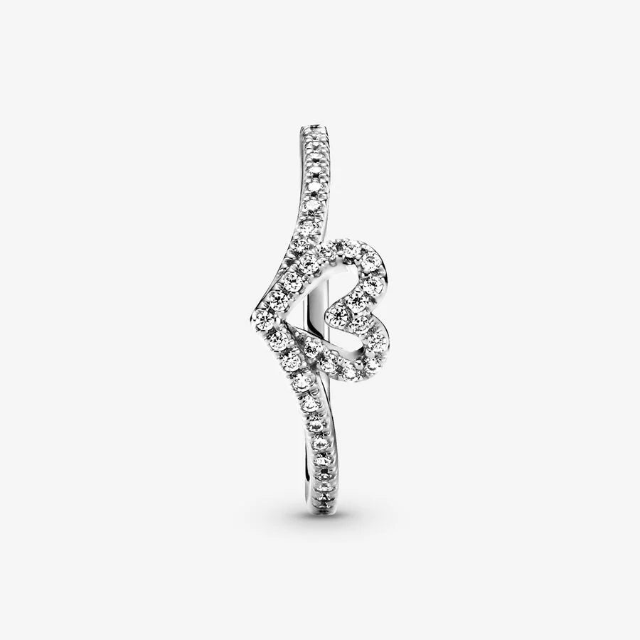 Anel Wishbone Coração Brilhante