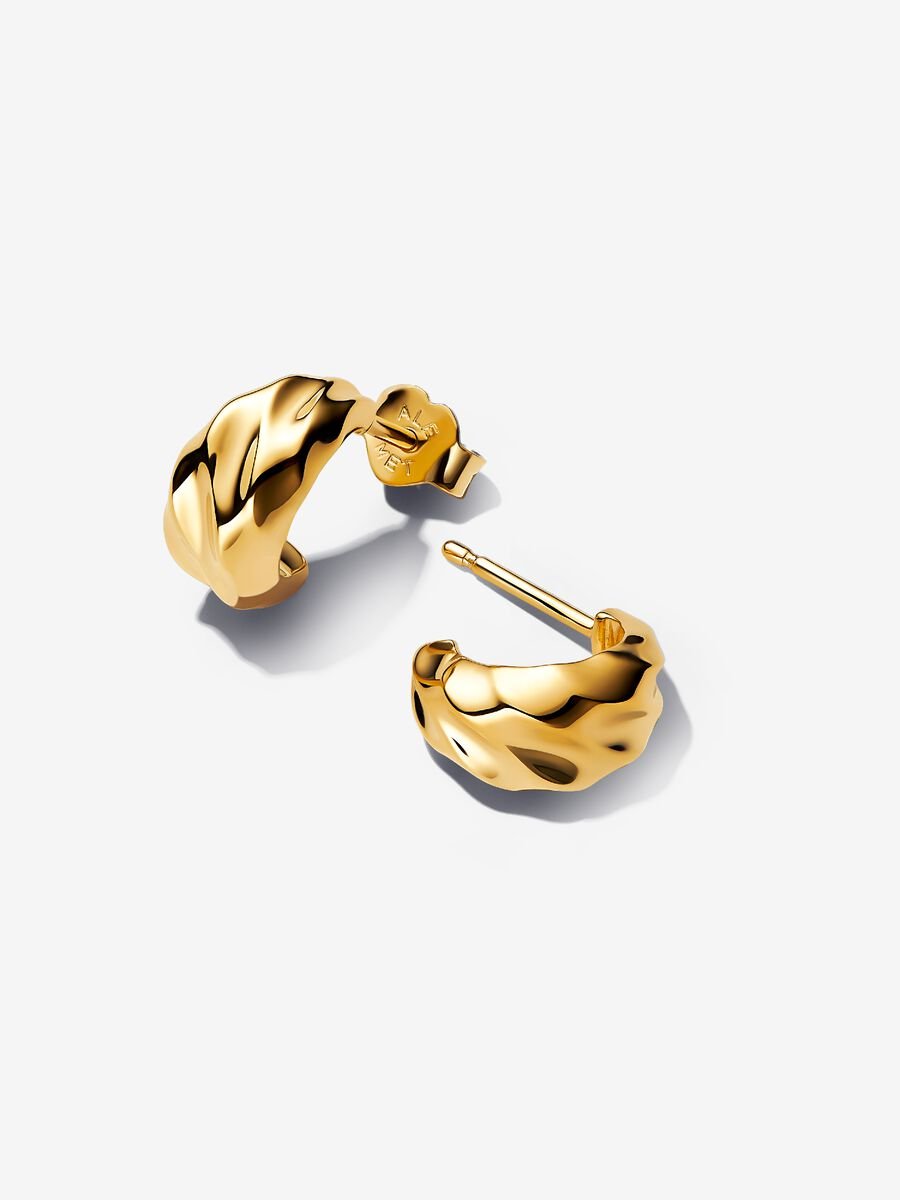 Argolas Abertas Onduladas Revestimento de ouro 14k