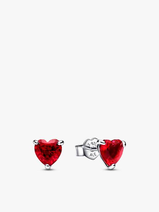 Conjunto de Presente Pulseira, Choker, Brincos e Anel Coração Vermelho Brilhante