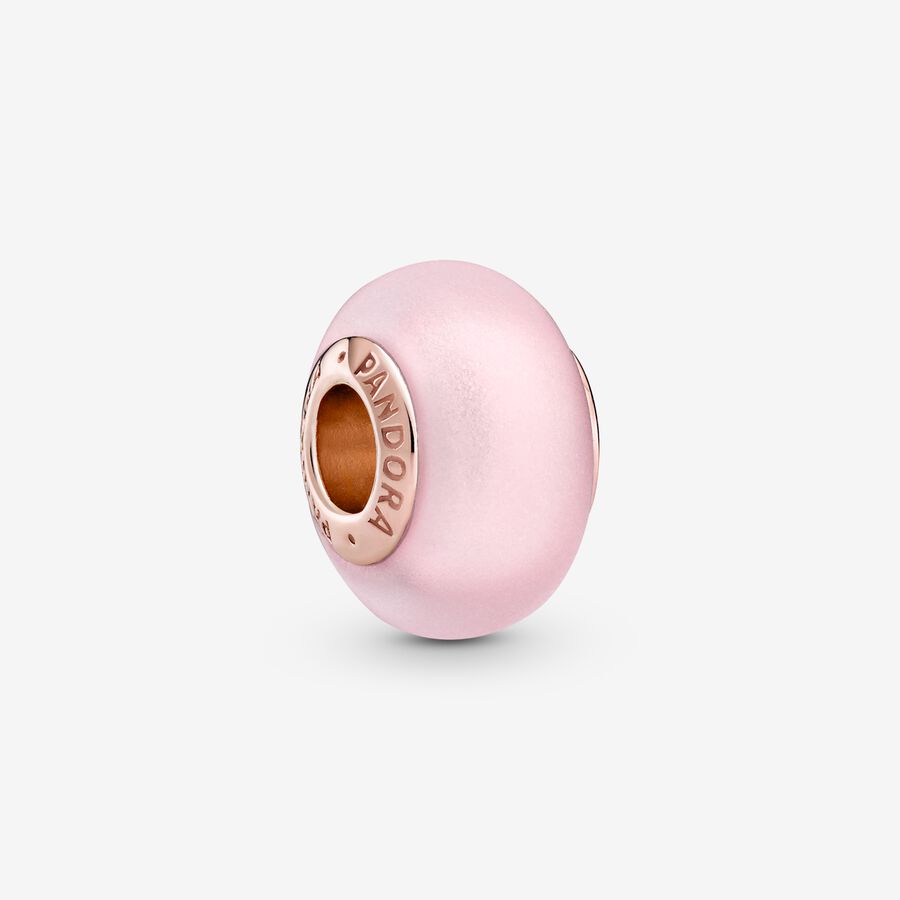 Conta Vidro Murano Rosa Mate
