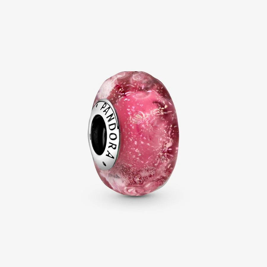 Conta de Vidro Murano Ondulado Rosa