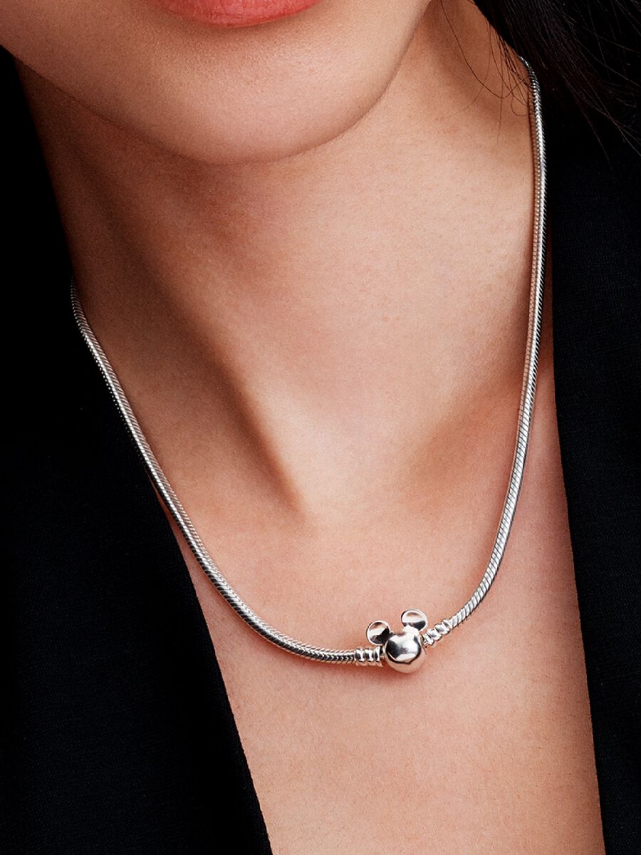 Colar Corrente Snake Mickey Disney Prata