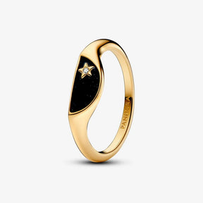 Anel Pandora ME Signet esmaltado e estrela