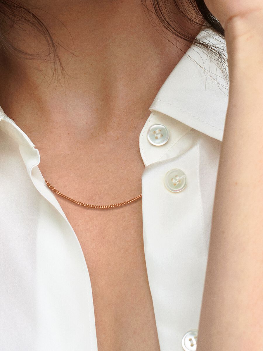 Colar de Corrente Curvo Revestimento de ouro rosa 14k