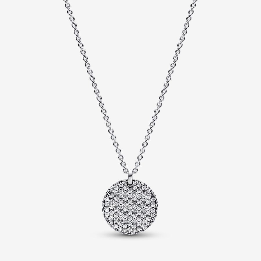 Colar Pendente Redondo Pavé Pandora Timeless
