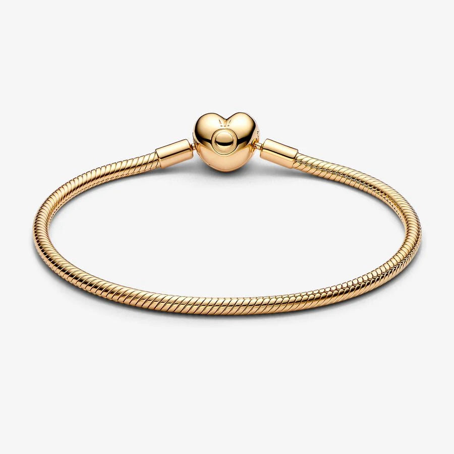 Pulseira Malha Snake Fecho Coração Pandora Moments