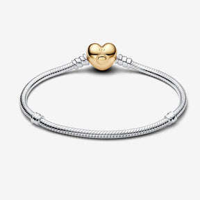 Pulseira Malha Snake Fecho Coração Pandora Moments