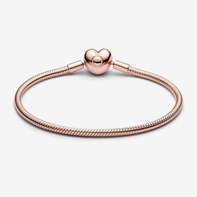 Pulseira Malha Snake Fecho Coração Pandora Moments