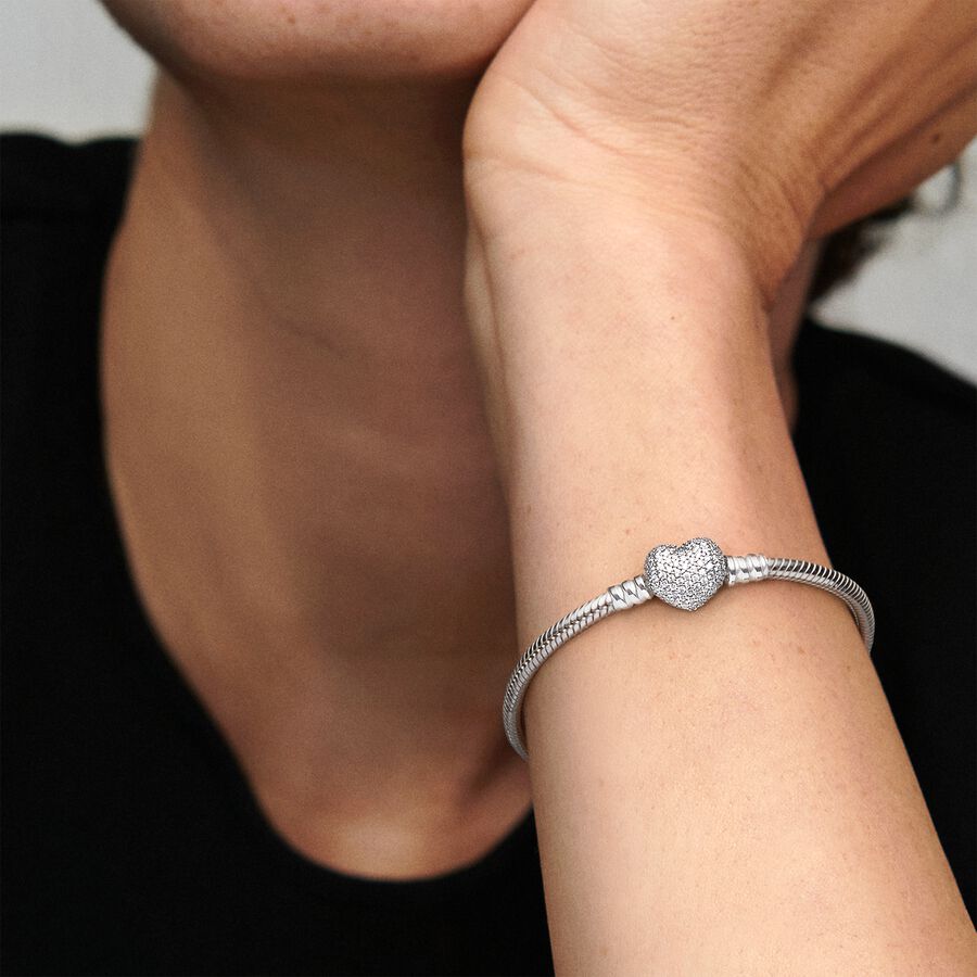 Pulseira Malha Snake e Coração Brilhante Moments