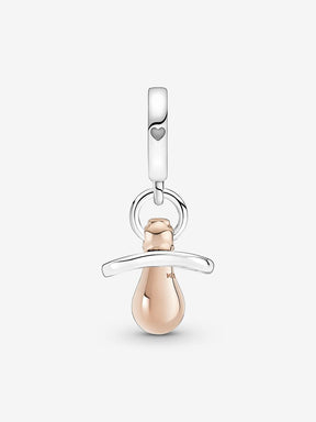 Conta Pendente Chupeta Prata, Revestimento de ouro rosa 14k