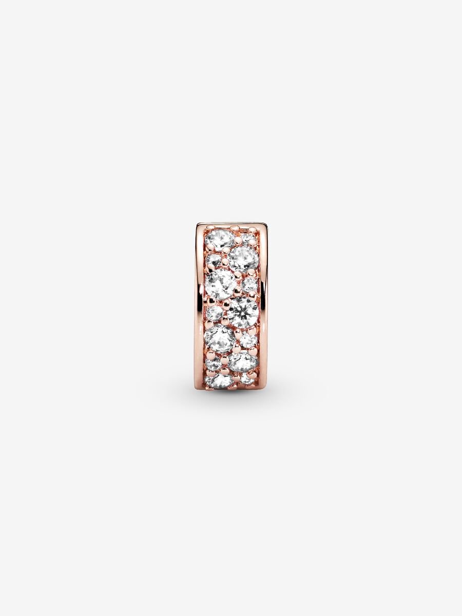 Clip Pavé Transparente Revestimento de ouro rosa 14k