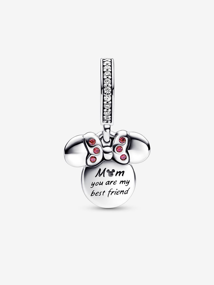 Conta Pendente Disney, Minnie Mouse Silhouette Prata, Revestimento de ouro rosa 14k