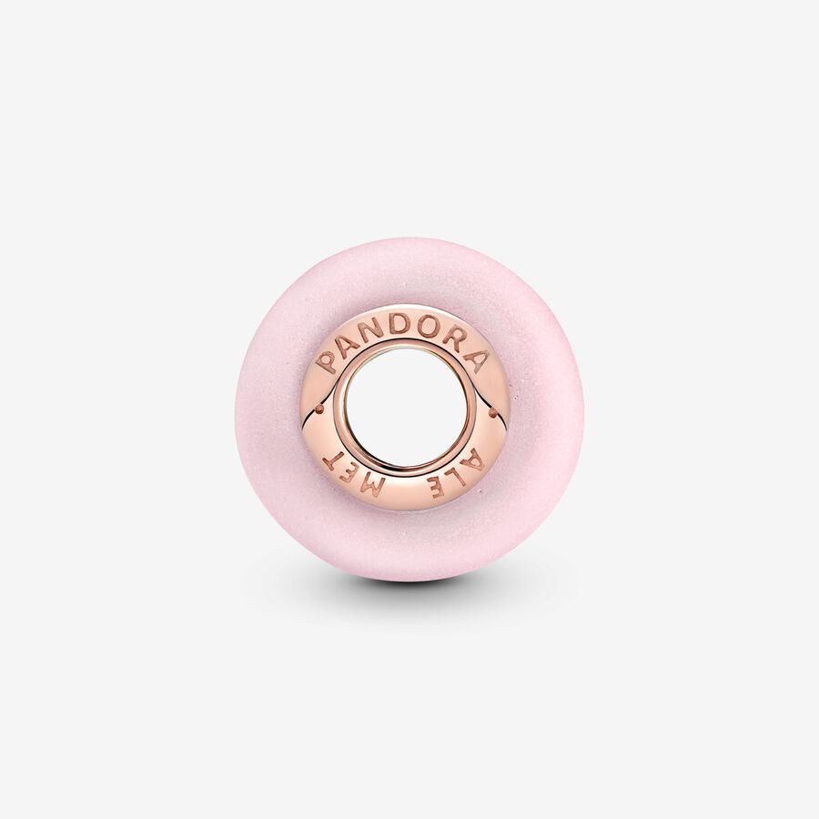 Conta Vidro Murano Rosa Mate