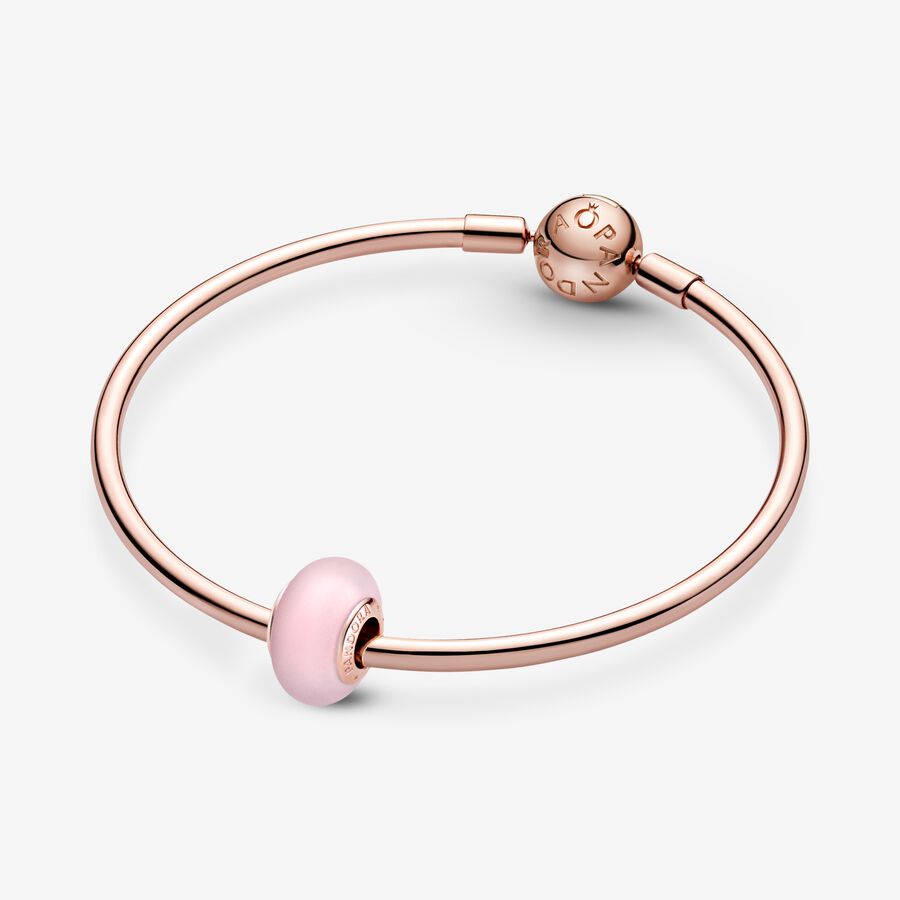 Conta Vidro Murano Rosa Mate