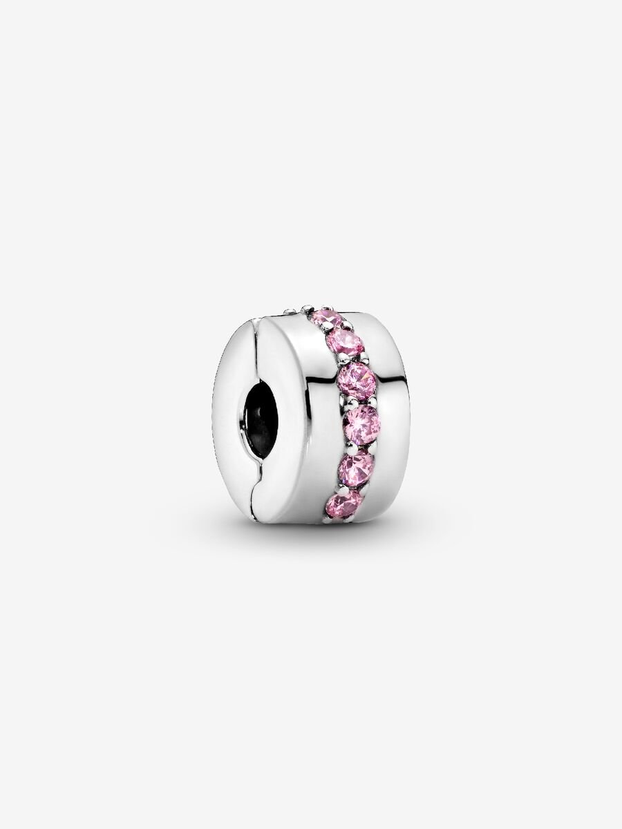 Clip Cor-de-Rosa Brilhante Prata