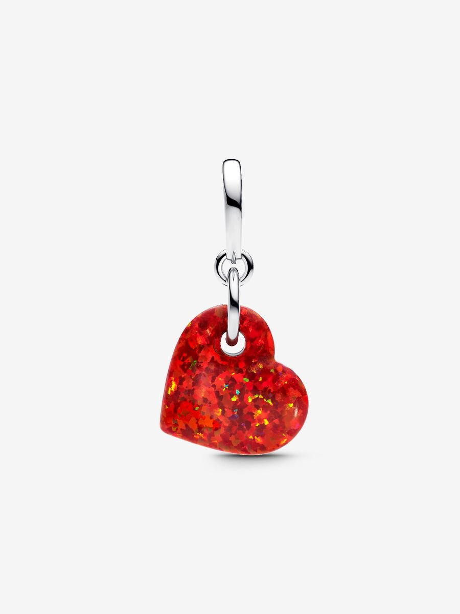 Conta Pendente Coração Vermelho Opalescente Prata