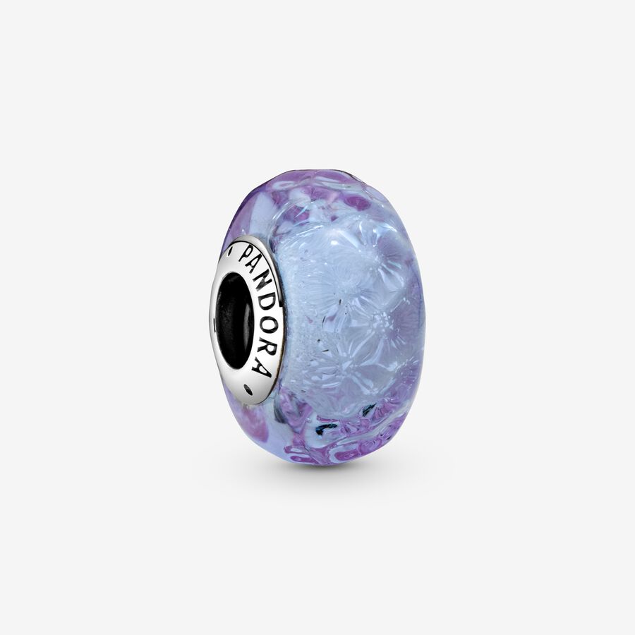 Conta Vidro Murano Ondulado Lavanda