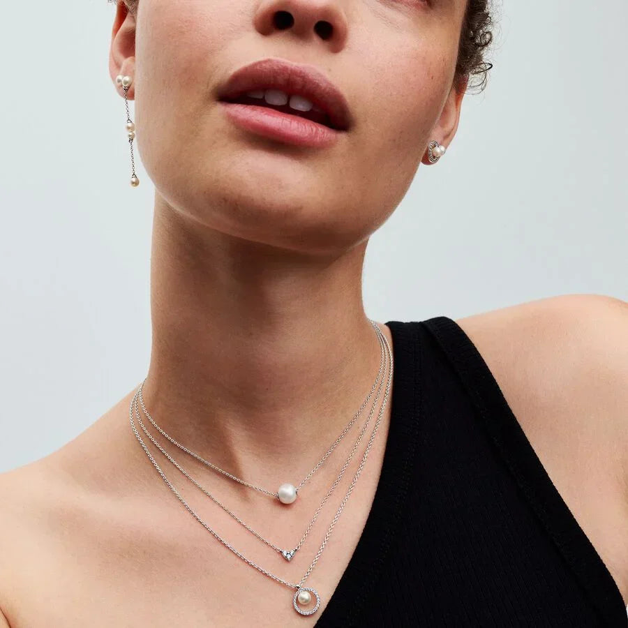 Colar Treated Freshwater Cultured Pearl & Pavé