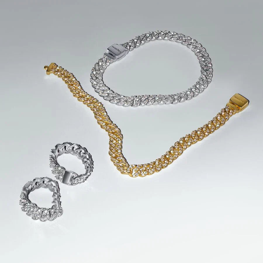 Pulseira de Corrente Cubana Pavé